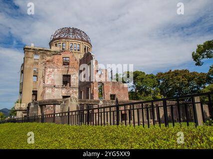 The remains of a Hiroshima department store after the bombing in 1945 have become a symbol of both the destruction and rebirth of Hiroshima. Stock Photo