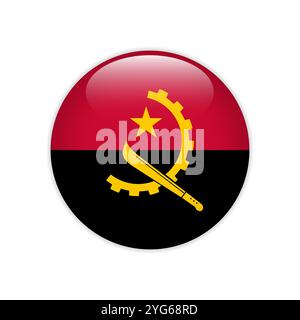 Angola flag on button Stock Vector