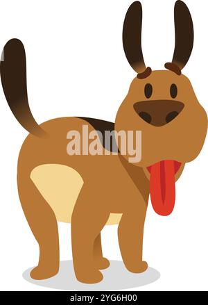 Charming cartoon illustration of a cheerful brown dog with its tongue out, ideal for childrens books, pet themed designs, or any project in need of Stock Vector