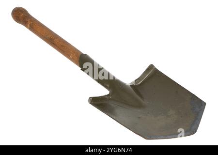 infantry small shovel isolated on a white background. Stock Photo