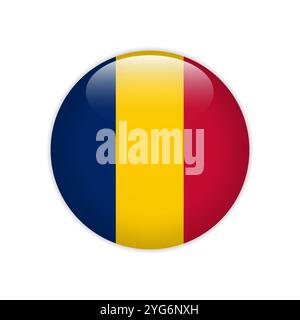 Chad flag on button Stock Vector