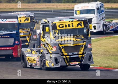 Stuart Oliver in his Team Oliver Racing Volvo VNL during the 2024 British Truck Racing Championship race at Snetterton, Norfolk, UK. Stock Photo