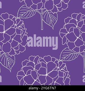 Seamless romantic floral vector pattern with hydrangea flowers. Stock Vector
