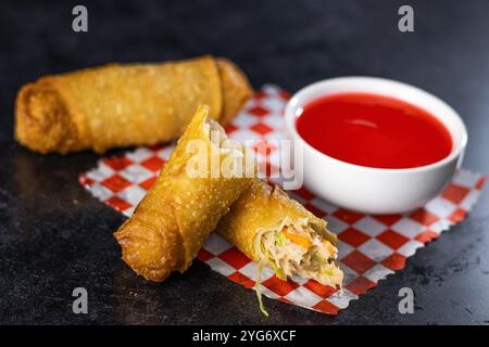Fried Pork & Chicken Egg Rolls Stock Photo