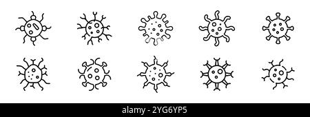 virus and bacteria icon set. vector illustration design template on white background. Stock Vector