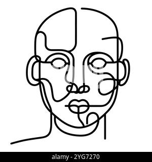 one line drawing robot head technology science vector illustration Stock Vector