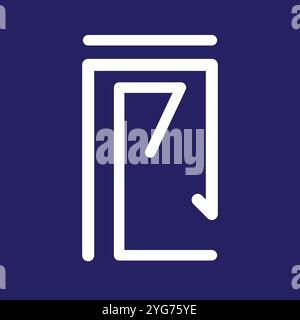 simple geometric shape logo. with thick white lines on a dark blue background. Stock Vector