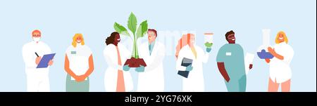 Laboratory assistants people scientific staff. Chemical or biological laboratory vector illustration Stock Vector