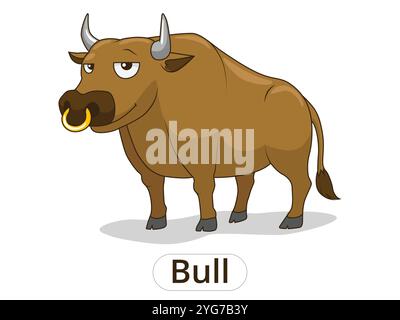 Bull animal cartoon illustration for children Stock Vector