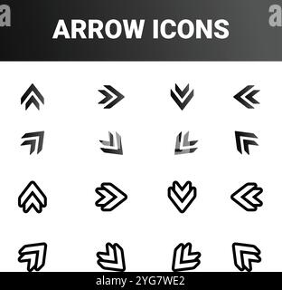 Simple minimalist directional arrow sign mark icons set design vector ...