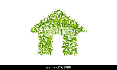 House made from leaves. Green energy and ecology. Eco house. Stock Vector