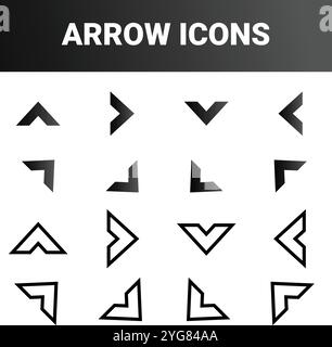 shows various arrow icons arranged in four rows and four columns. Each ...