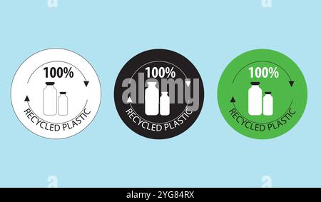 Plastic free icon vector set. Recycled symbol Stock Vector