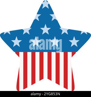 North American Flag 3D Star with Copy Space Design Stock Vector