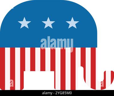 US Flag and Republican Elephant Symbol Political Party Design Stock Vector