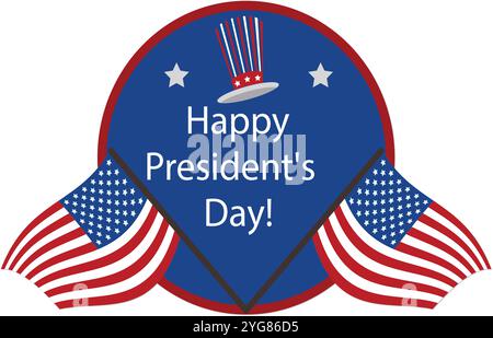 Presidents Day Design with White Circle Frame and USA Flag Stock Vector
