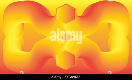 Orange yellow abstract background with Hexagonal-faced objects Stock Vector