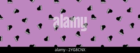 Piano Web banner texture, Classic Grand Piano seamless background Stock Vector