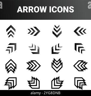 shows various arrow icons arranged in four rows and four columns. Each ...