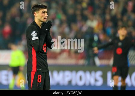 Belgrade, Serbia. 6th Nov, 2024. Pedri of Barcelona reacts during the UEFA Champions League 2024/25 League Phase MD4 match between FK Crvena Zvezda and FC Barcelona at the Rajko Mitic Stadium on November 06, 2024. Credit: Dimitrije Vasiljevic/Alamy Live News Stock Photo