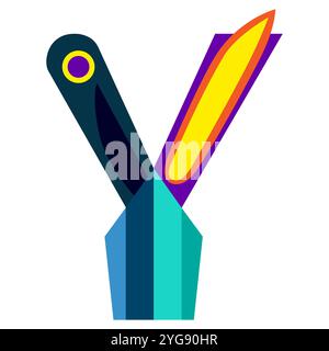 cosmos effect alphabet letter vector illustration. Modern fantasy character. Stock Vector