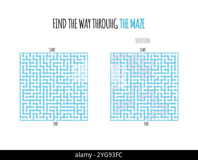 MAZE 001. Vector puzzle game with solution. Stock Vector