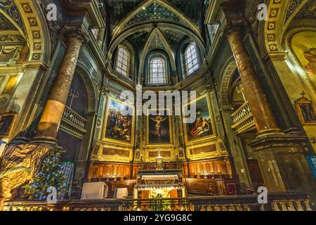 Stained glass Hotel-Dieu Chapel, Lyon, France. Stock Photo