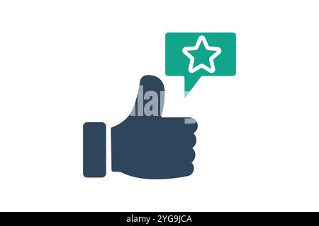 Appreciation icon. solid icon style. thumb with chat and star. icon related to motivation. success elements vector illustration Stock Vector