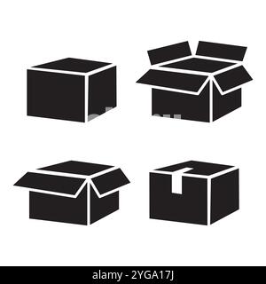 Packaging symbols set, icon on cardboard paper background. Warning ...