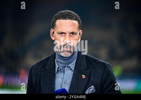 Rio Ferdinand looks on during the UEFA Champions League football match Inter Milan and Arsenal FC at San Siro Stadium in Milan, Italy on November 6, 2024 Credit: Piero Cruciatti/Alamy Live News Stock Photo