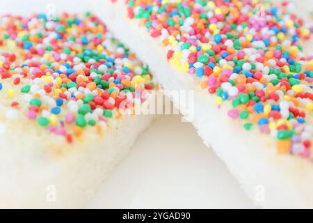 Two slices of Australian child party treat fairy bread Stock Photo