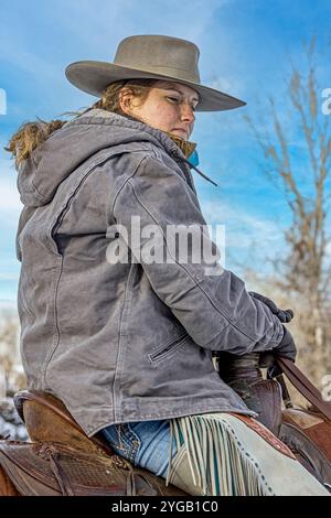 USA, Wyoming, Shell. Hideout Ranch, Big Horn Mountain Range Stock Photo