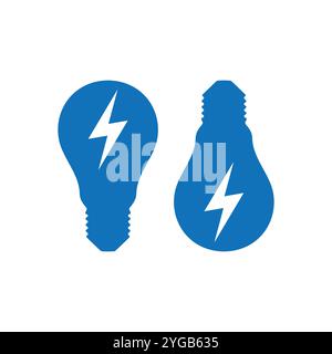 Bulb Lamp with Blitz Thunderbolt Flash Light for Power Energy Icon Illustration Design Vector Stock Vector