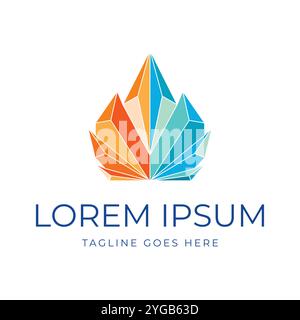 Modern Geometric Fire Ice Crystal Emerald Gem Stone Icon Illustration Logo Design Vector Stock Vector