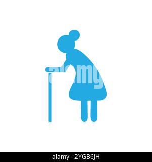 Grandmother Old Elderly woman with walkers icon for Nursing home Illustration Stock Vector