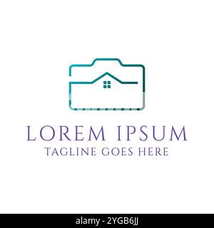 Simple Minimalist Camera House for Picture Gallery Production Studio Logo Design Vector Stock Vector