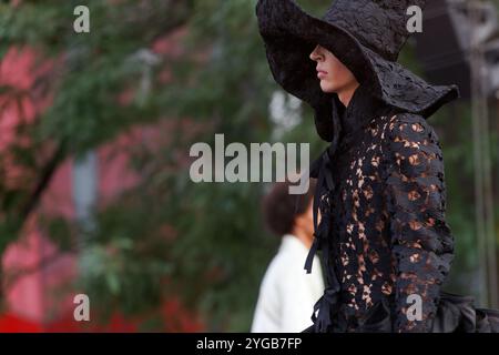 A model walks the runaway at the Helmer fashion show in Montreal, Canada Stock Photo