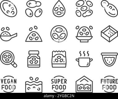 wolffia globosa line icon set,vector and illustration Stock Vector