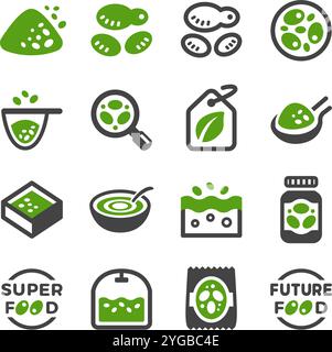 wolffia globosa icon set,vector and illustration Stock Vector