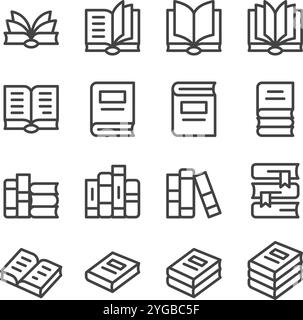 book line icon set,vector and illustration Stock Vector