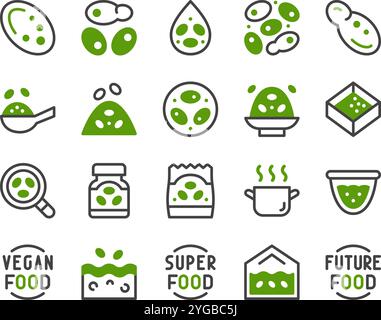 wolffia globosa two tone icon set,vector and illustration Stock Vector