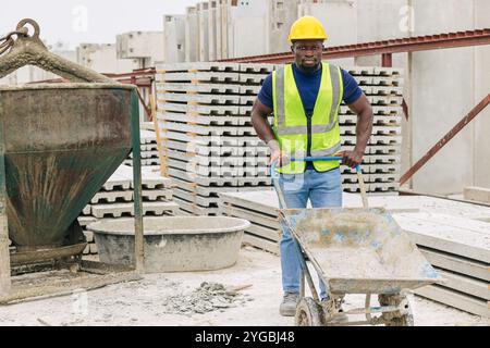 African black people labor worker in construction industry working in construction site. Stock Photo
