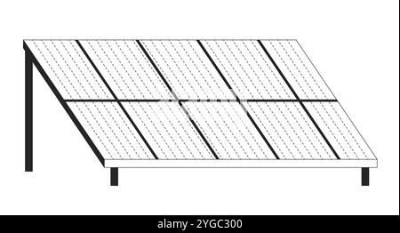 Solar panel photovoltaic black and white 2D line object Stock Vector
