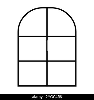 Simple flat icon depicting a room window for home decoration. Features minimalistic design with clean lines and basic shapes. Ideal for user interface Stock Vector