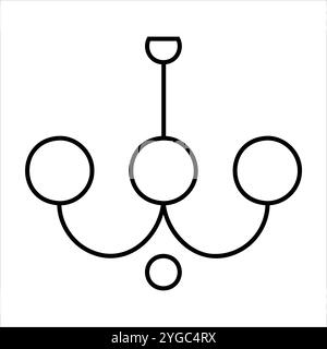 Elegant, minimal icon of a chandelier, symbolizing sophistication in home decor. Perfect for apps, websites, and projects focused on luxury, interior Stock Vector