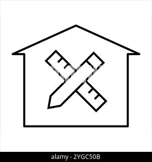 Minimalistic icon representing interior design elements, ideal for home decor themes. Perfect for apps, websites, or projects focused on stylish, mode Stock Vector
