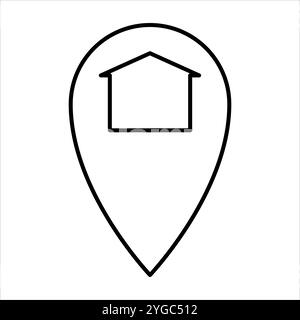 Simple flat icon of a house, representing a home address. The design is minimalistic with clean lines and a straightforward shape. Perfect for user in Stock Vector