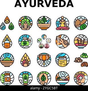 ayurveda dosha vata pitta icons set vector Stock Vector Image & Art - Alamy