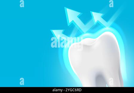 Teeth with protection, arrows around the tooth. Vector Stock Vector