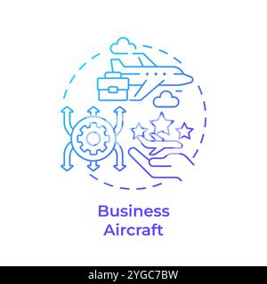 Business aircraft blue gradient concept icon Stock Vector